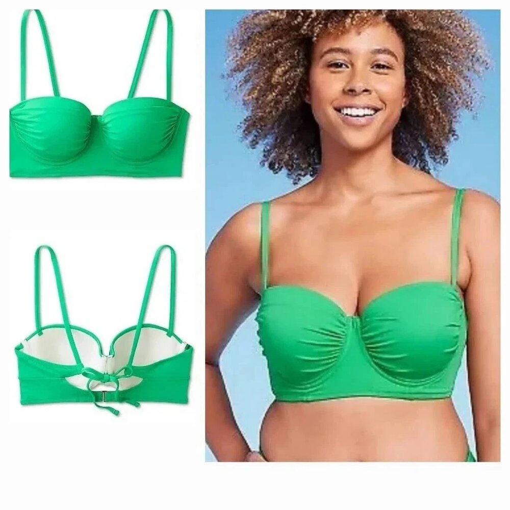 NWOT Women's Light Lift Shirred Cup Bikini Top - Shade & Shore™ Green 32B